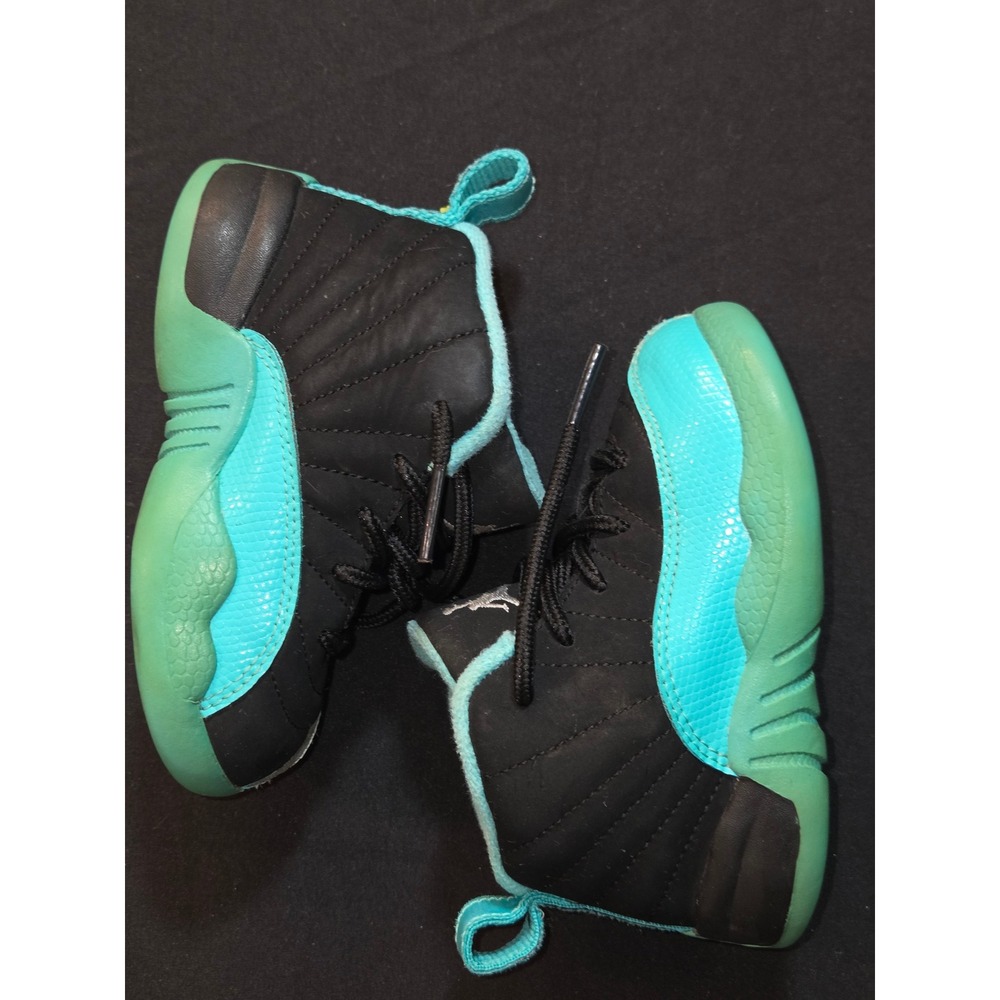 Air Jordan 12 Retro Toddler Sneakers Black Teal Blue Size 6C Shoes